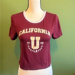 California U Burgundy Women's Crop Top